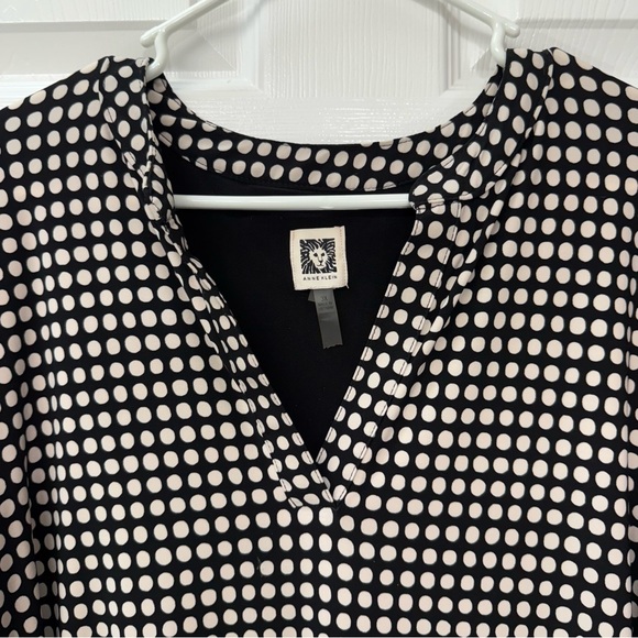 Anne Klein Black and Cream Polka Dot Long Sleeve 3x Top - Picture 3 of 5